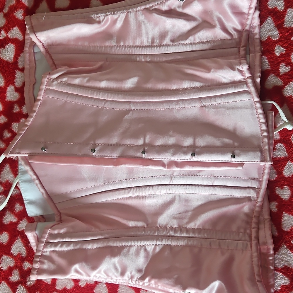 Pink Satin Corset with Lace-Up Detail